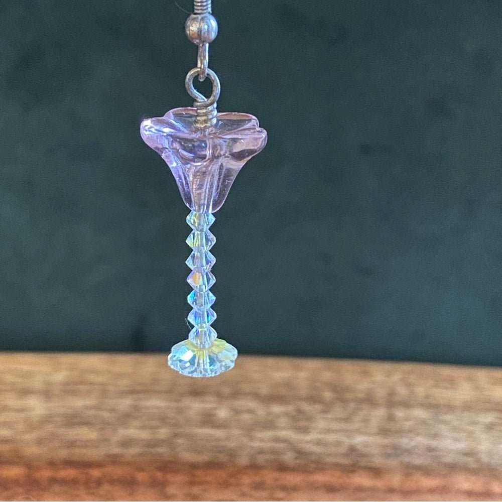 EarringsCrystal Bead Floral Drop Earrings — Pink Martini/Tropical Flower