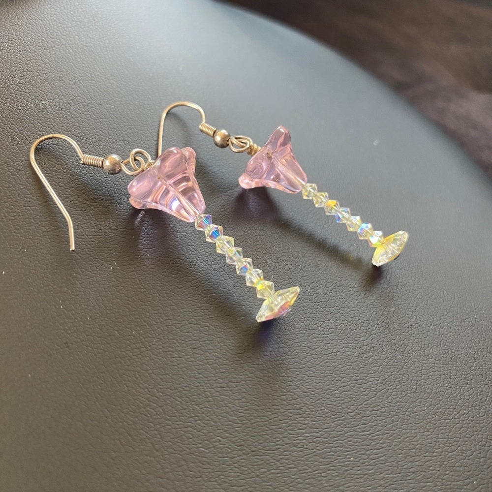 EarringsCrystal Bead Floral Drop Earrings — Pink Martini/Tropical Flower