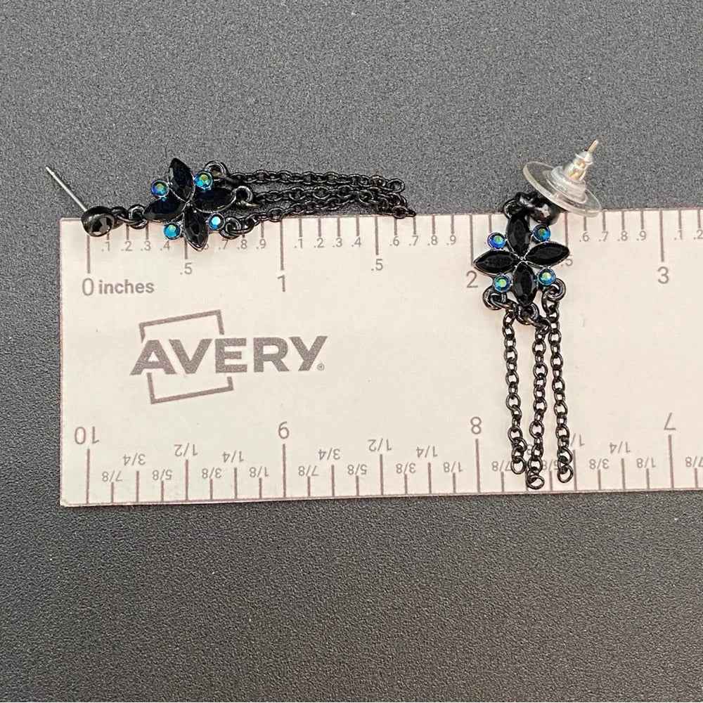 EarringsDainty Black Star Stud & Chain Tassel Earrings