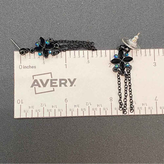 EarringsDainty Black Star Stud & Chain Tassel Earrings