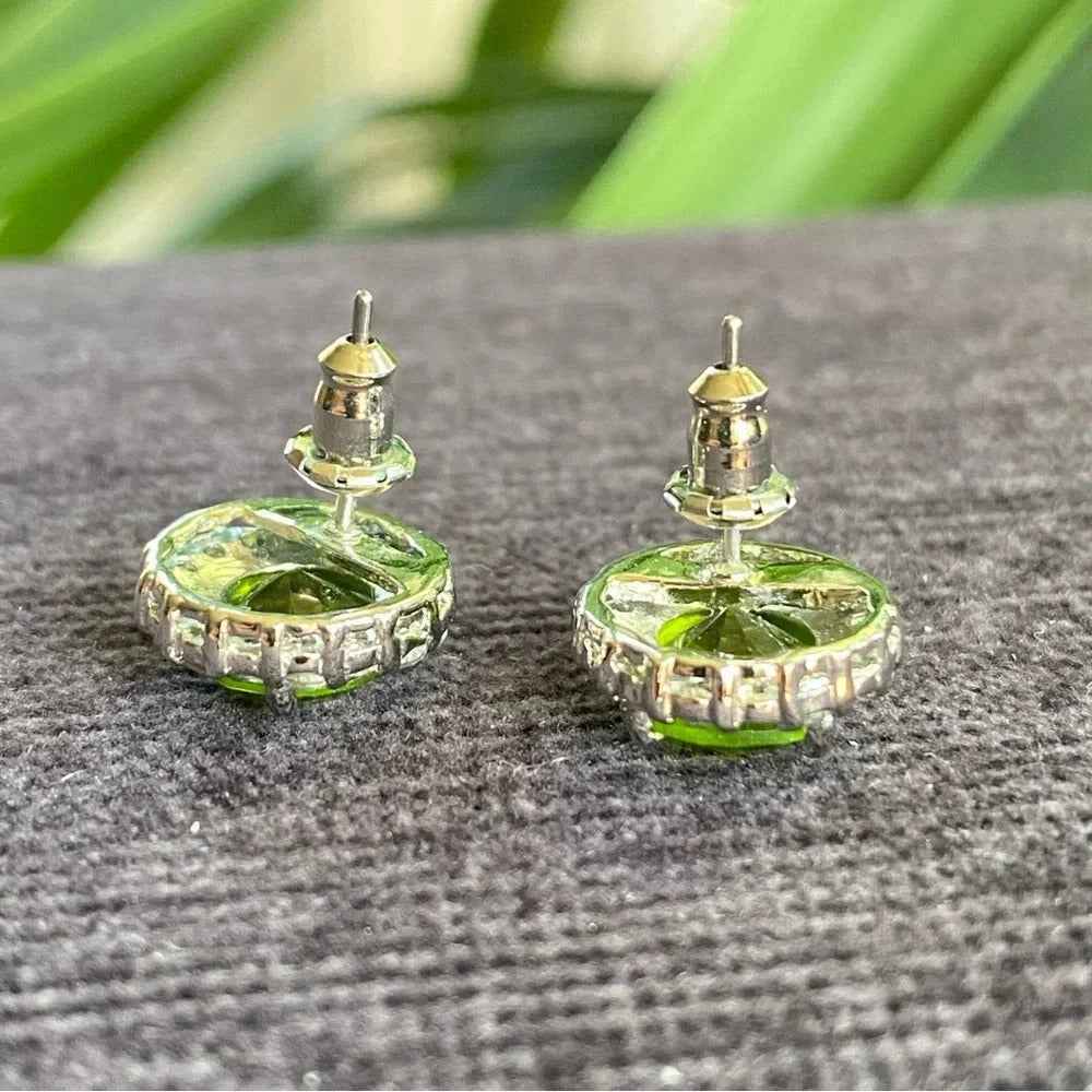 EarringsDainty Green Rhinestone and Prong Set Stud Earrings