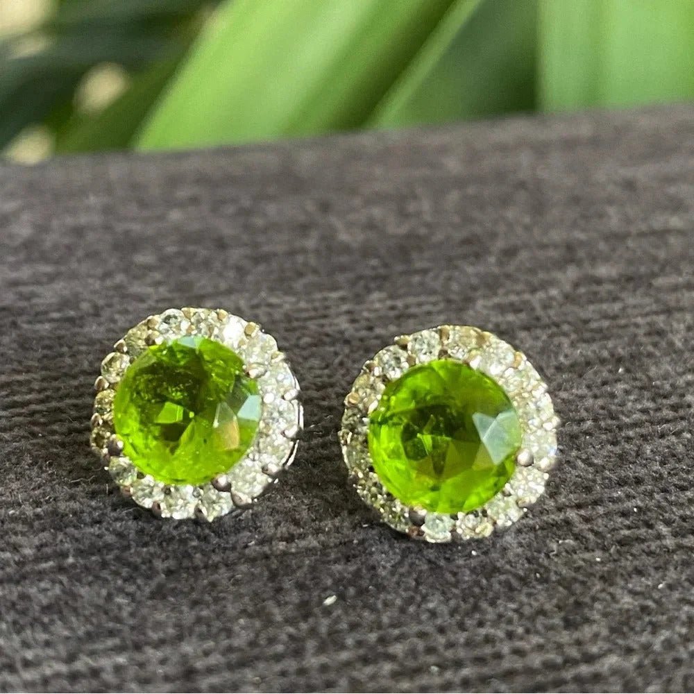 EarringsDainty Green Rhinestone and Prong Set Stud Earrings