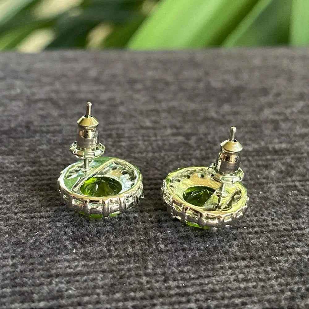 EarringsDainty Green Rhinestone and Prong Set Stud Earrings