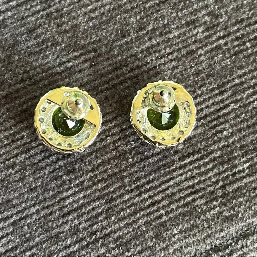 EarringsDainty Green Rhinestone and Prong Set Stud Earrings