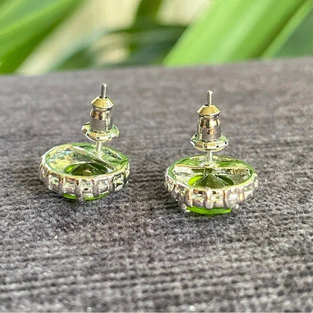 EarringsDainty Green Rhinestone and Prong Set Stud Earrings