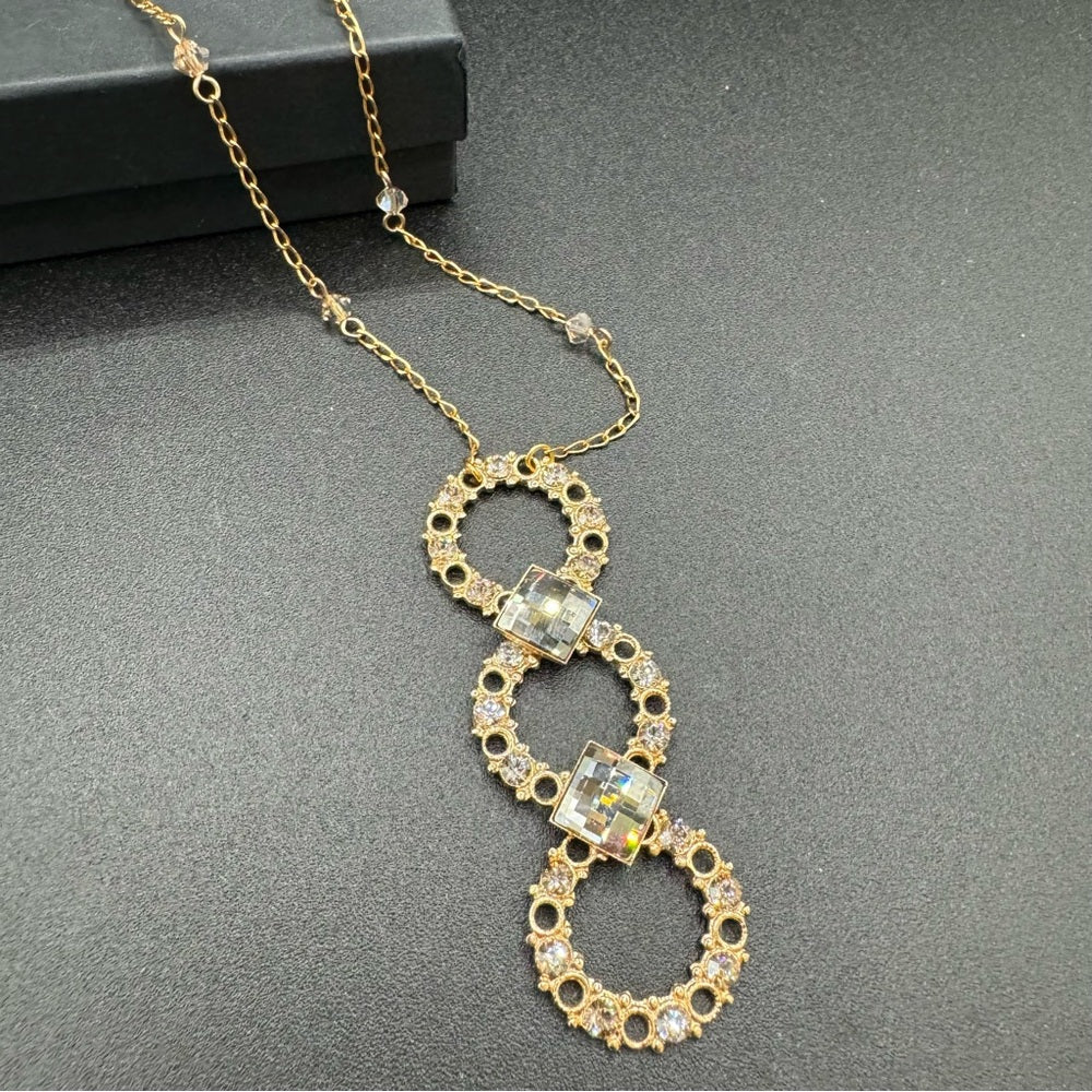NecklaceDainty Pendant Necklace Canadian Jewellery Signed Belladonna Gold Necklace with Crystal Infinity Pendant
