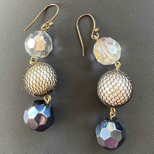 EarringsEdgy Chainmail & Crystal Bead Dangle Earrings - Rocker Romantic Style