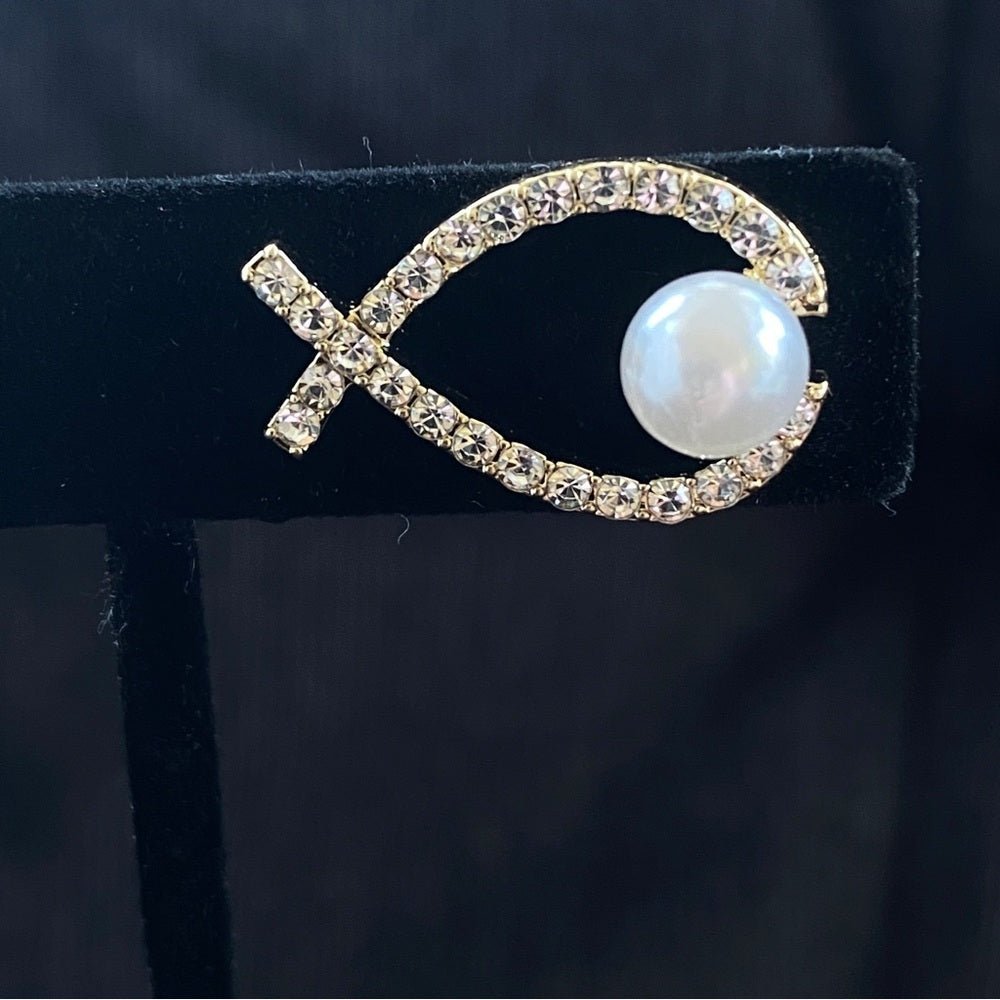 EarringsFaux Pearl and Rhinestone Encrusted Bow Earrings Pierced