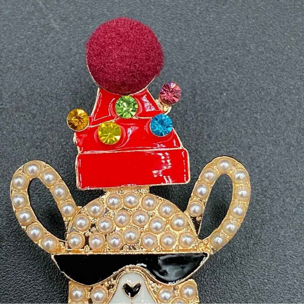 EarringsFestive Llamas with Santa Hat Rhinestone Christmas Earrings — Pierced