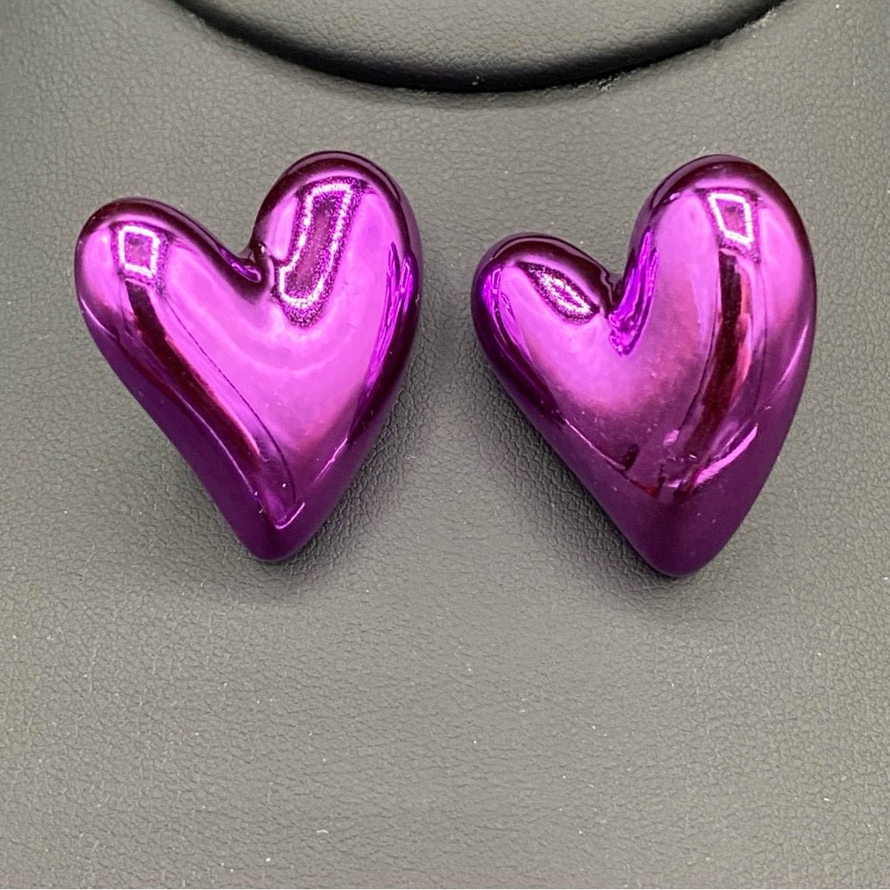 EarringsFoil Balloon-Style Witch's Heart Stud Earrings
