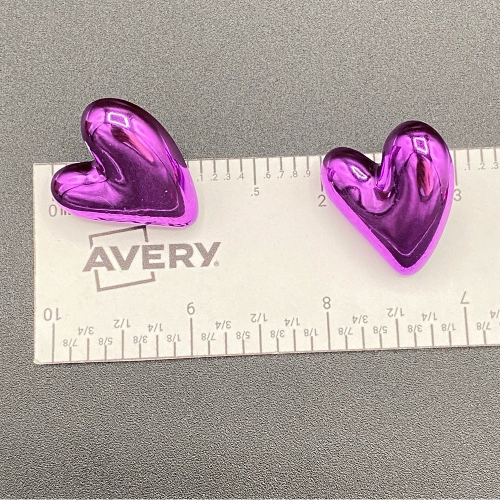 EarringsFoil Balloon-Style Witch's Heart Stud Earrings