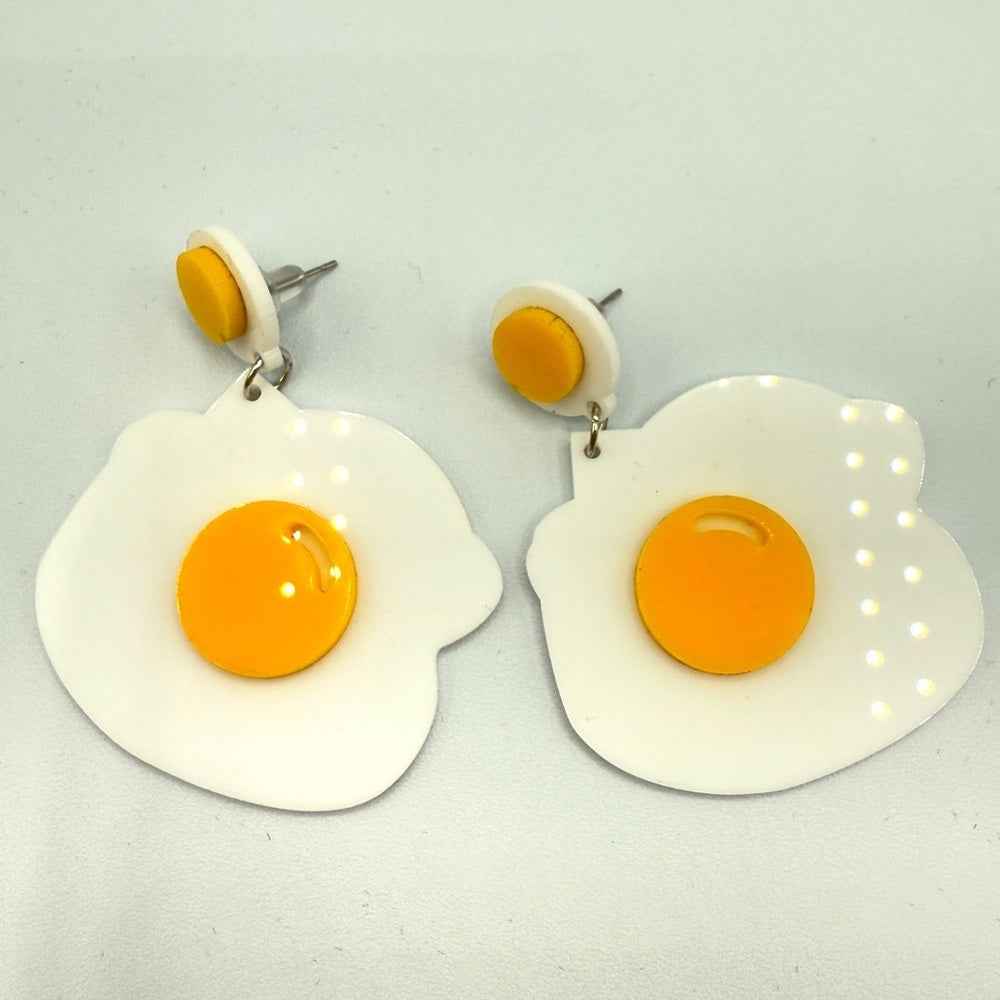 EarringsFried Sunny Side Up Egg Earrings - Acrylic