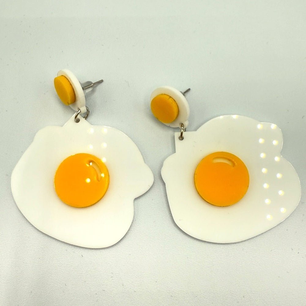 EarringsFried Sunny Side Up Egg Earrings - Acrylic
