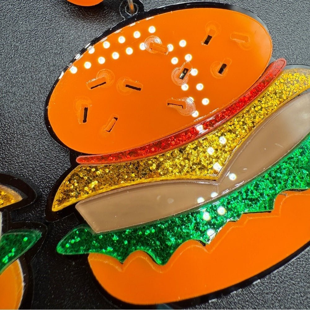 EarringsFun Foodie Hamburger Earrings - Pierced - Acrylic