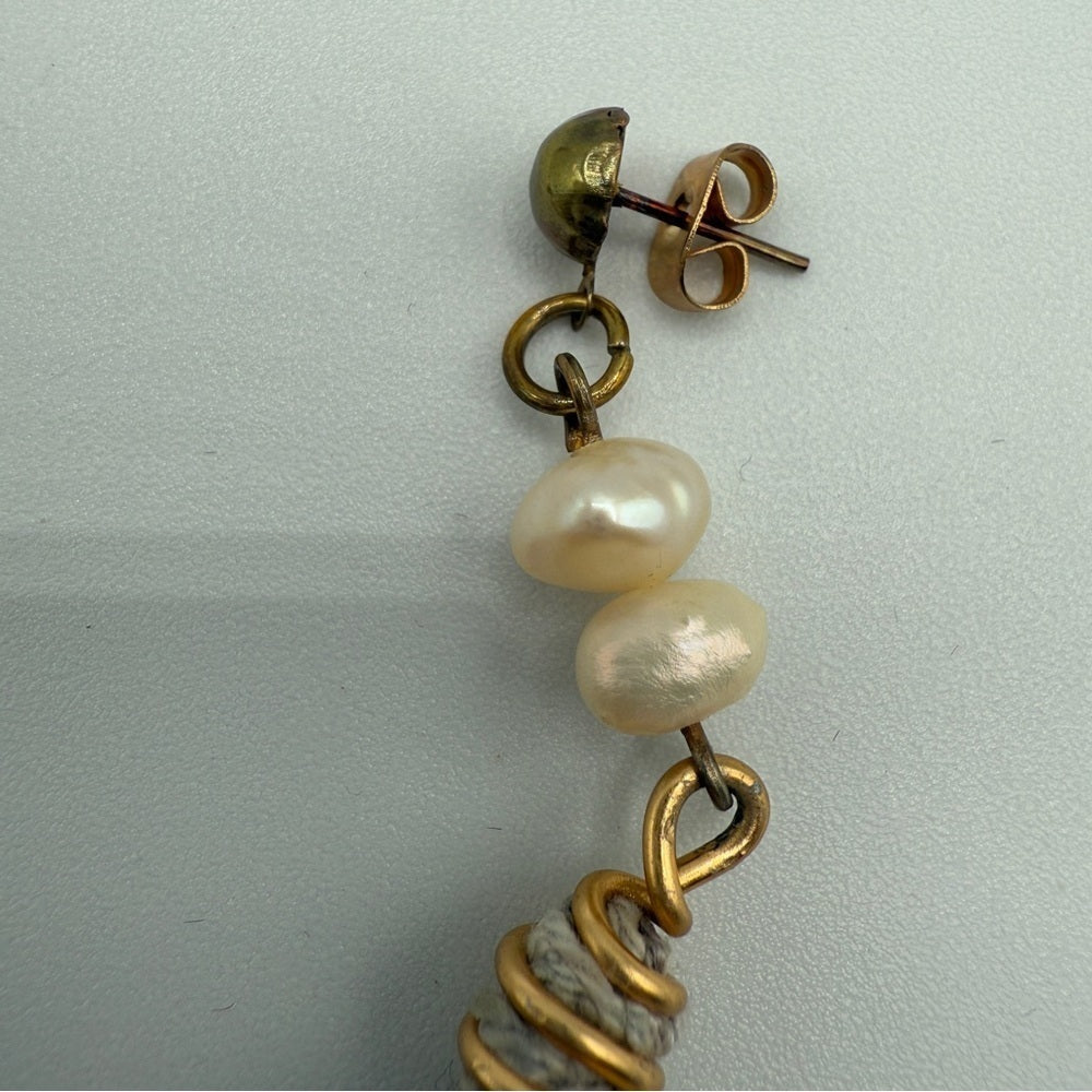 EarringsGenuine Baroque Pearl & Grey Tassel Earrings — Pierced
