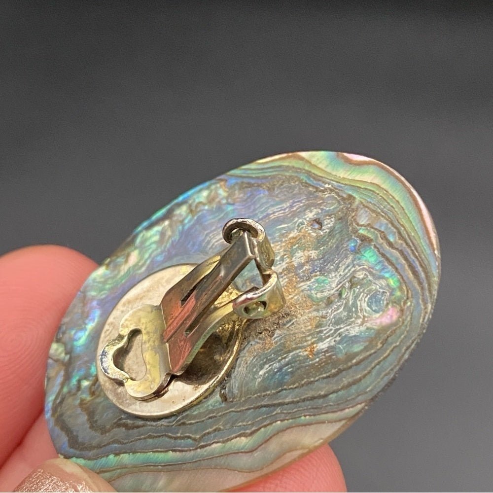 EarringsGenuine Mother of Pearl Large Oval Disc Clip-On Earrings