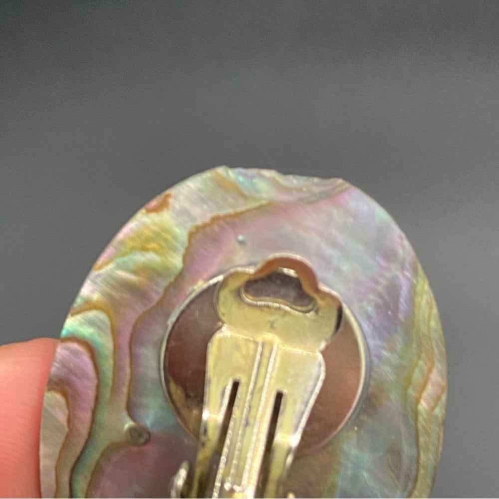 EarringsGenuine Mother of Pearl Large Oval Disc Clip-On Earrings