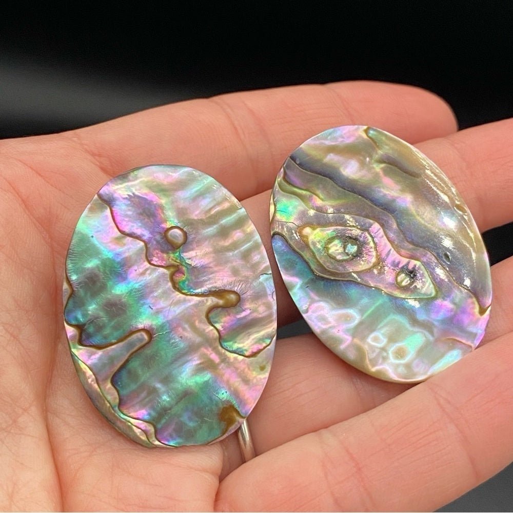 EarringsGenuine Mother of Pearl Large Oval Disc Clip-On Earrings
