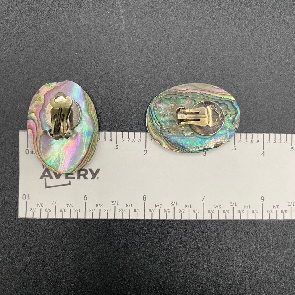 EarringsGenuine Mother of Pearl Large Oval Disc Clip-On Earrings
