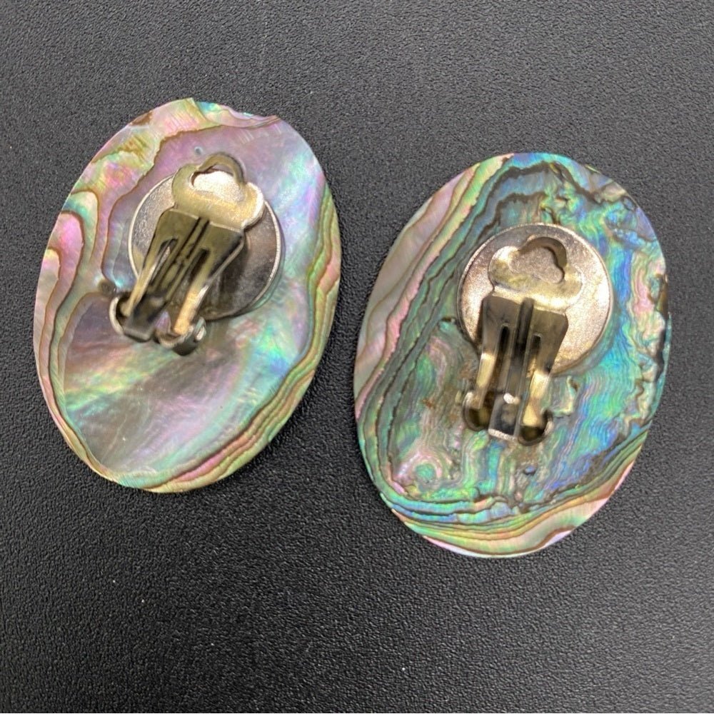 EarringsGenuine Mother of Pearl Large Oval Disc Clip-On Earrings