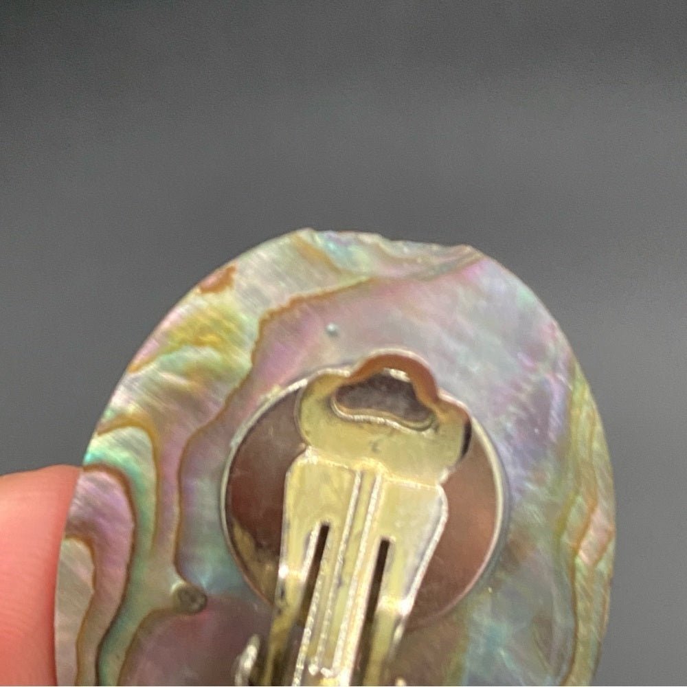 EarringsGenuine Mother of Pearl Large Oval Disc Clip-On Earrings