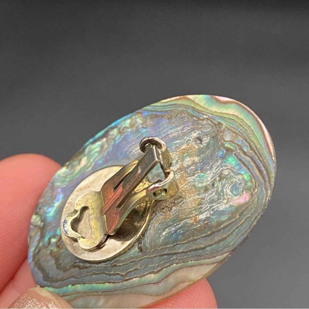 EarringsGenuine Mother of Pearl Large Oval Disc Clip-On Earrings