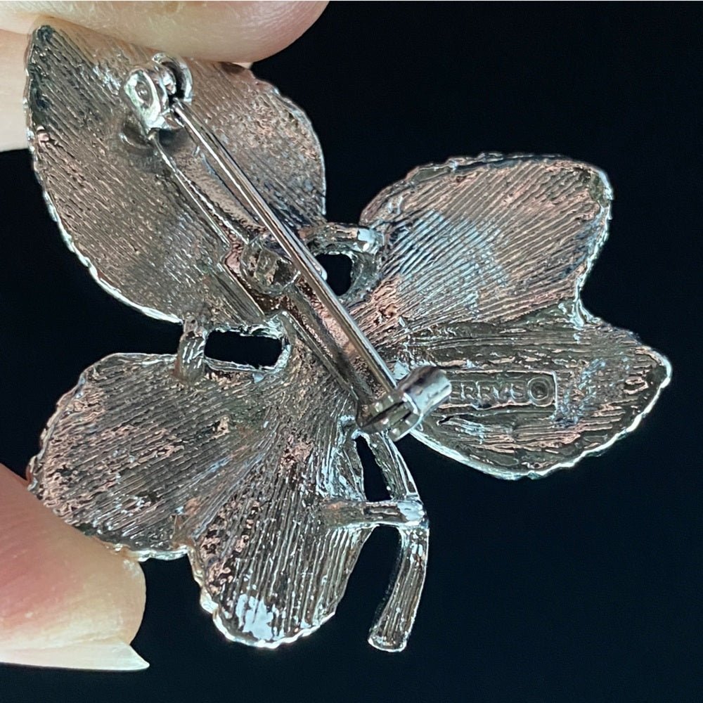 BroochesGerry's Brooch - Vintage Leaf Motif in Silver-tone - Modernist Minimal Style