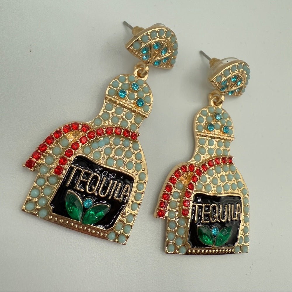 EarringsGold-Tone Tequila Bottle Novelty Earrings