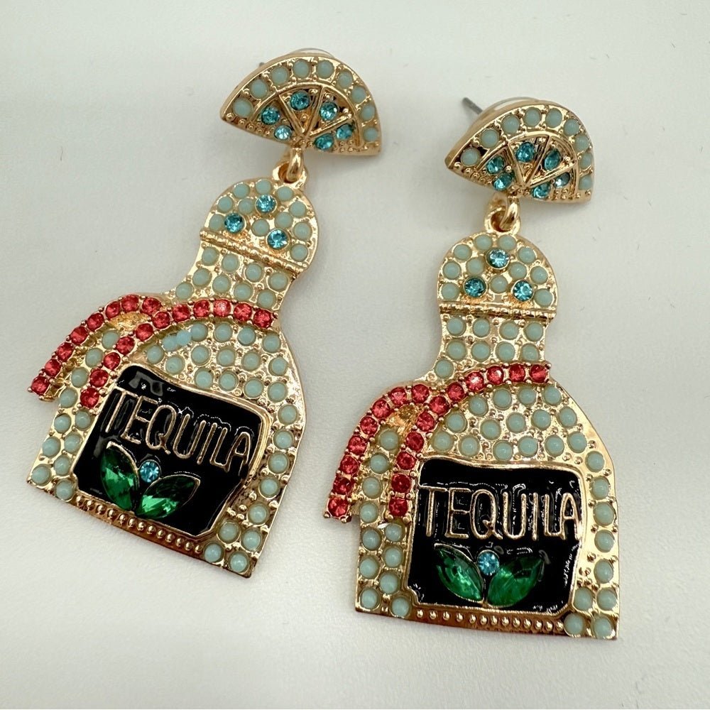 EarringsGold-Tone Tequila Bottle Novelty Earrings