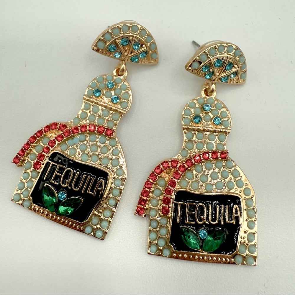 EarringsGold-Tone Tequila Bottle Novelty Earrings