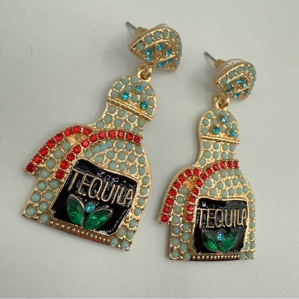 EarringsGold-Tone Tequila Bottle Novelty Earrings