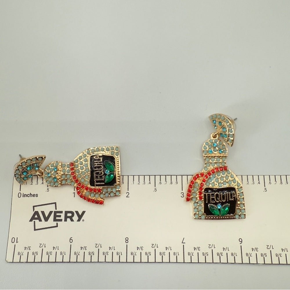 EarringsGold-Tone Tequila Bottle Novelty Earrings