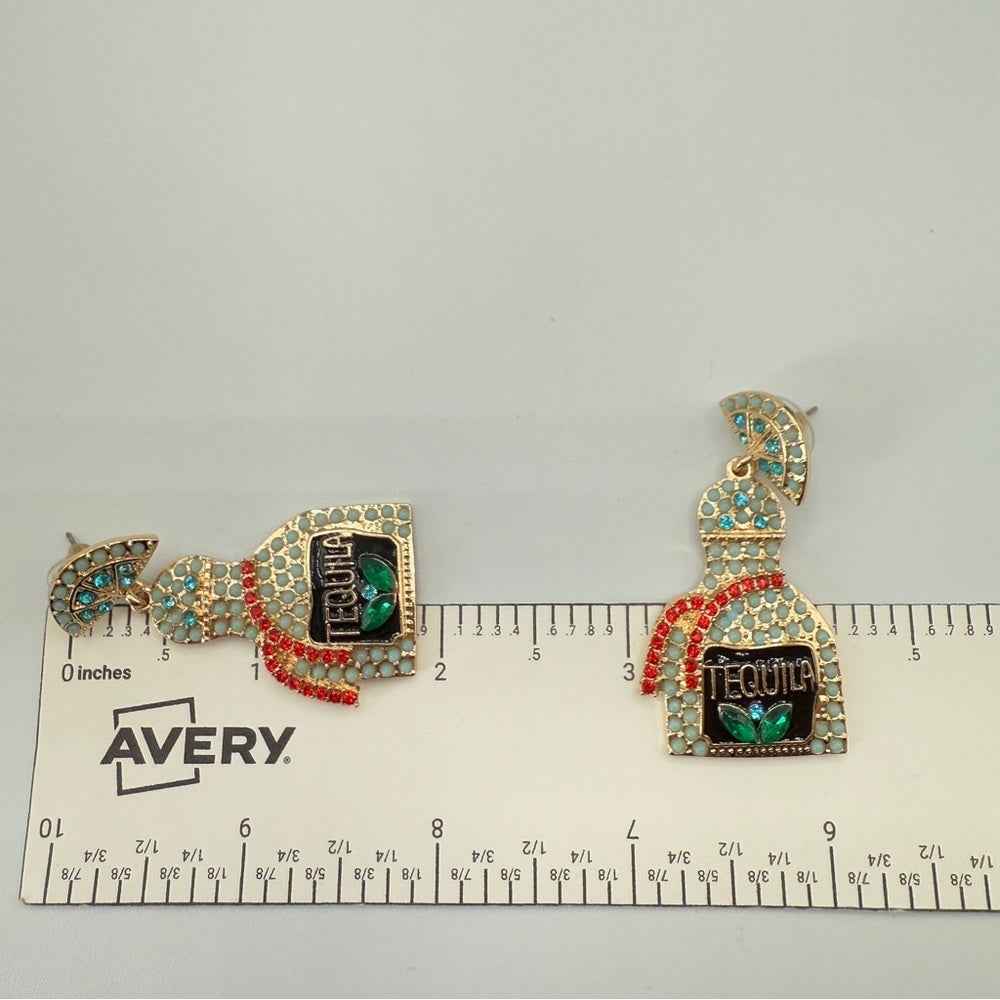 EarringsGold-Tone Tequila Bottle Novelty Earrings