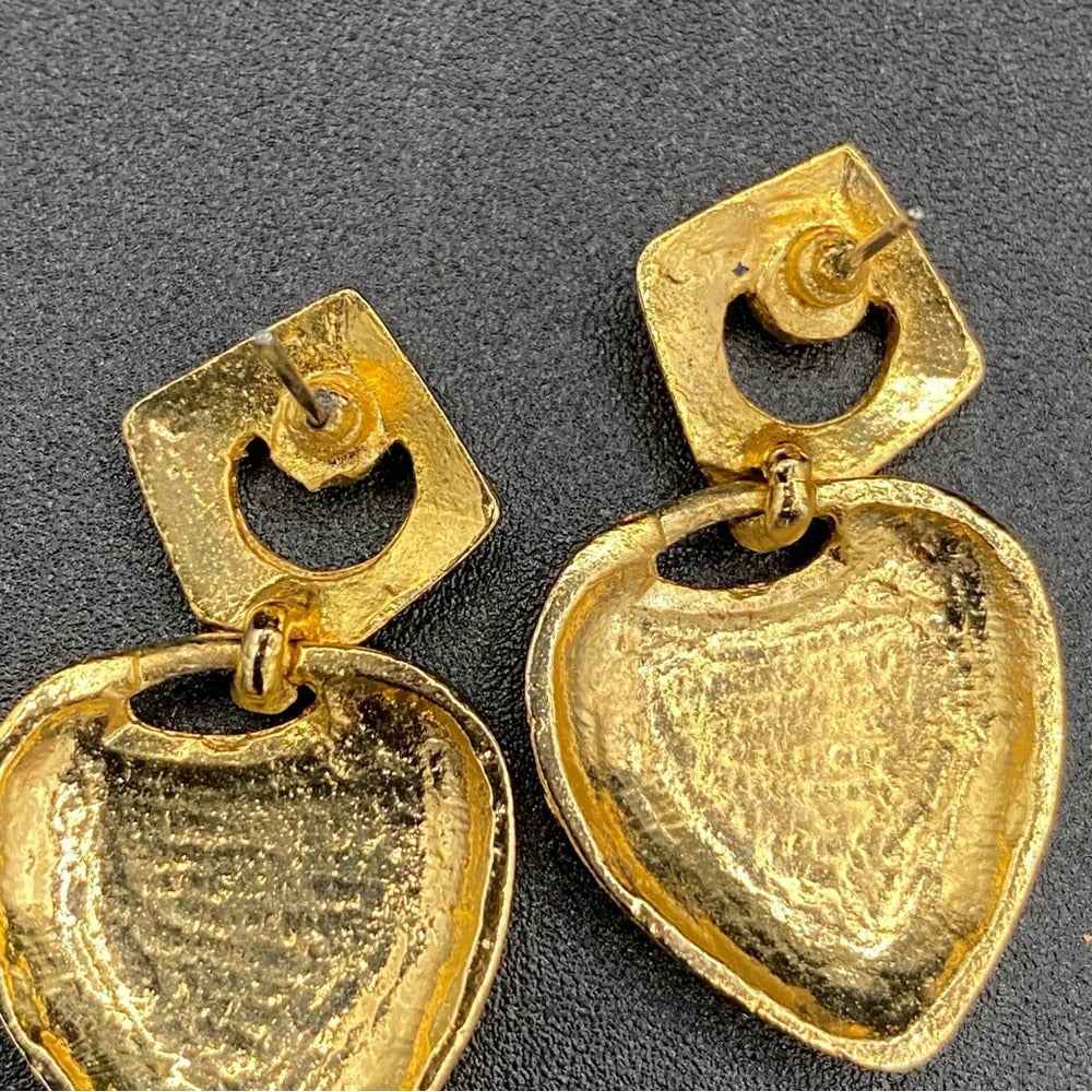 EarringsGothic Dripping Heart Rhinestone Dangle Earrings — Estate Find
