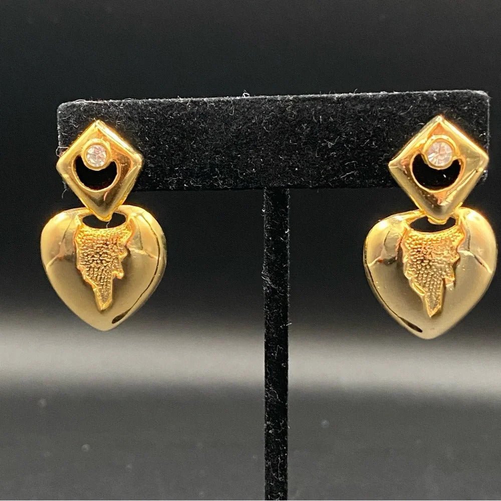 EarringsGothic Dripping Heart Rhinestone Dangle Earrings — Estate Find