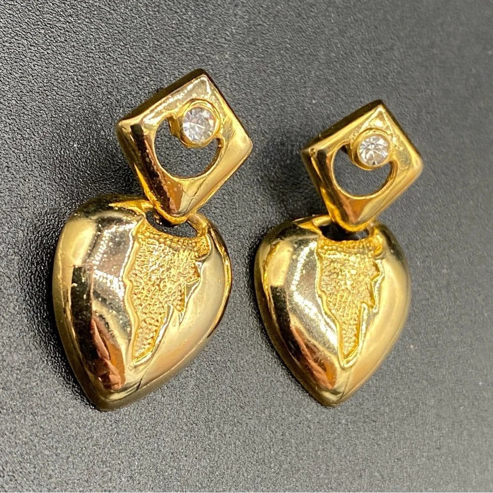 EarringsGothic Dripping Heart Rhinestone Dangle Earrings — Estate Find