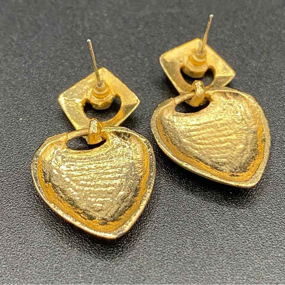 EarringsGothic Dripping Heart Rhinestone Dangle Earrings — Estate Find