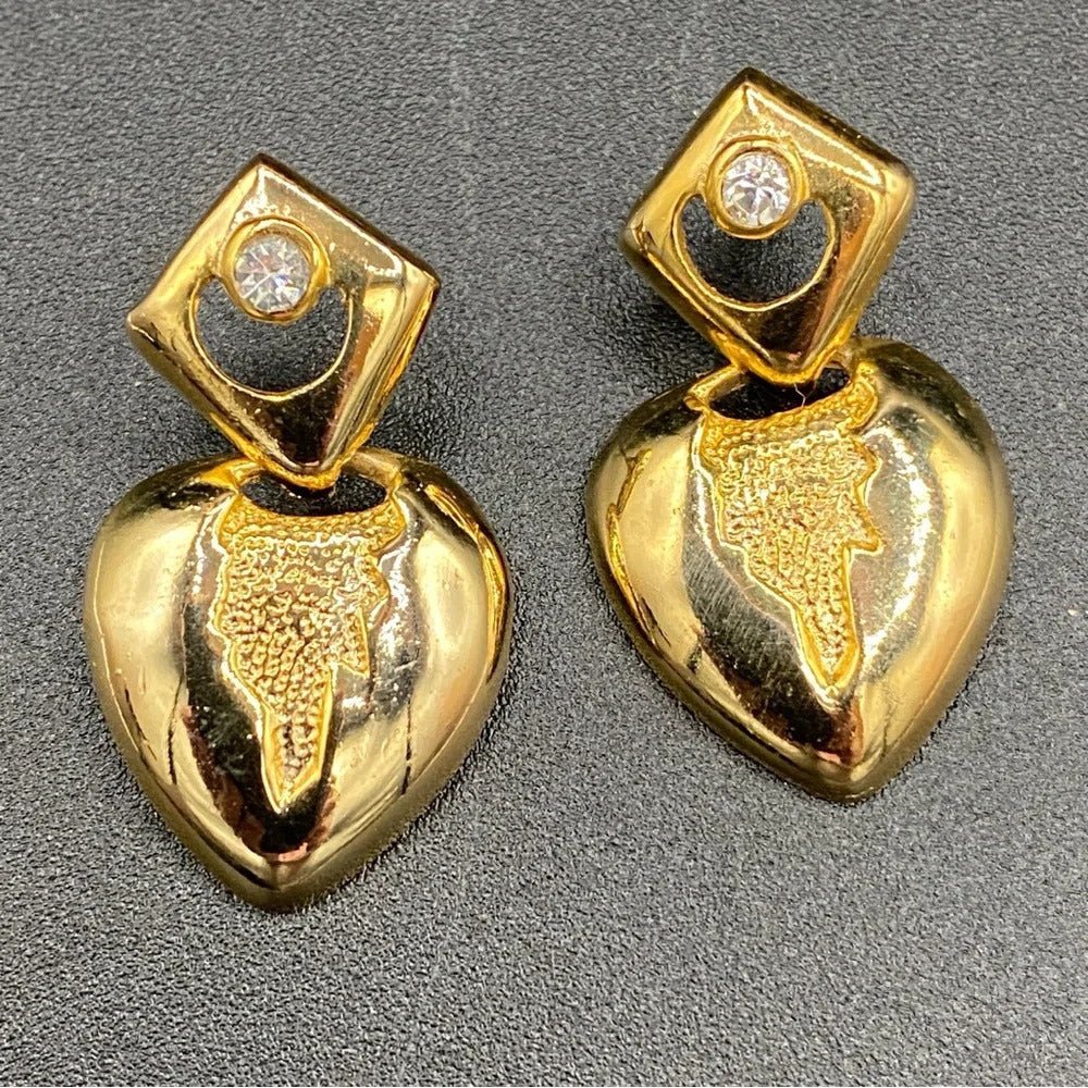 EarringsGothic Dripping Heart Rhinestone Dangle Earrings — Estate Find