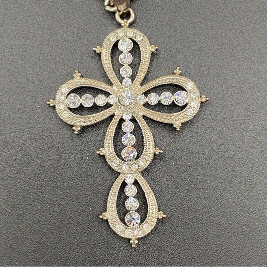 NecklaceGothic Multi-Cross Silver Tone Necklace