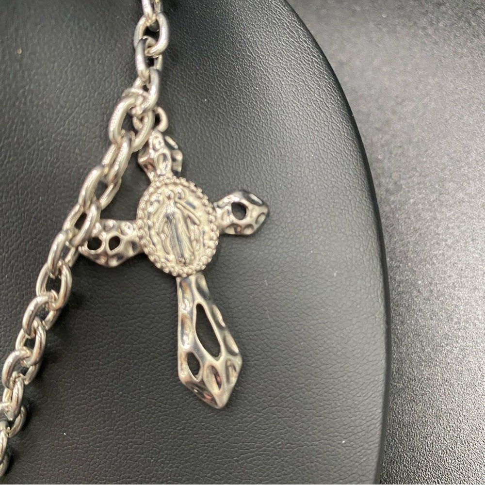 NecklaceGothic Multi-Cross Silver Tone Necklace