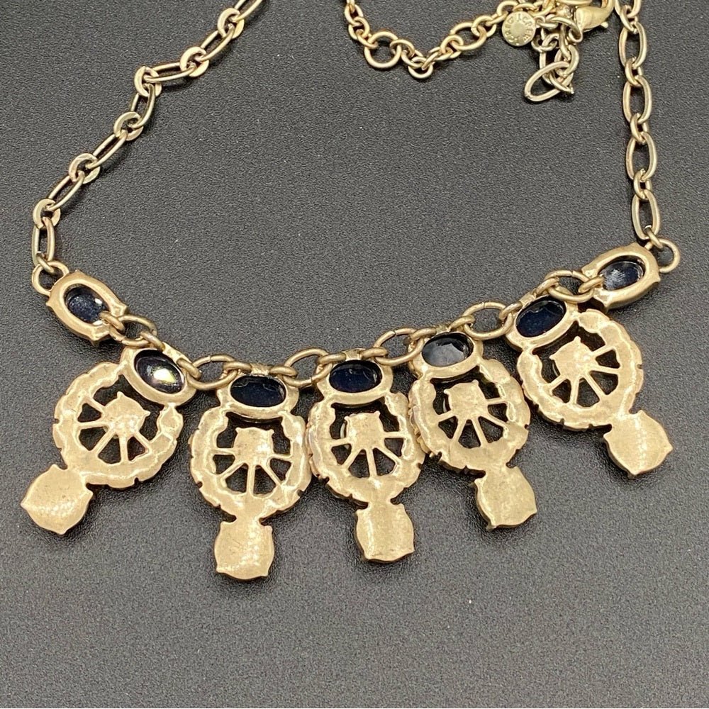 NecklaceJ. Crew Necklace Bib Style with Sparkly Accents and Navy Blue - Vintage J. Crew Preppy Y2K Style