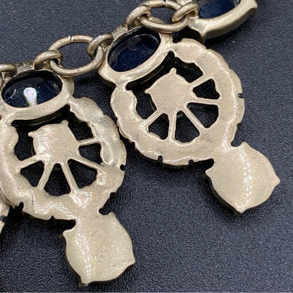 NecklaceJ. Crew Necklace Bib Style with Sparkly Accents and Navy Blue - Vintage J. Crew Preppy Y2K Style