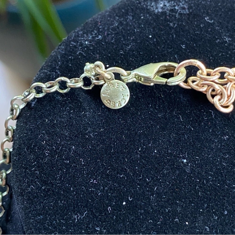 NecklaceJ. Crew Necklace in Gold and Blue Tones with Clear Rhinestone Accents - Vintage J Crew Preppy Style