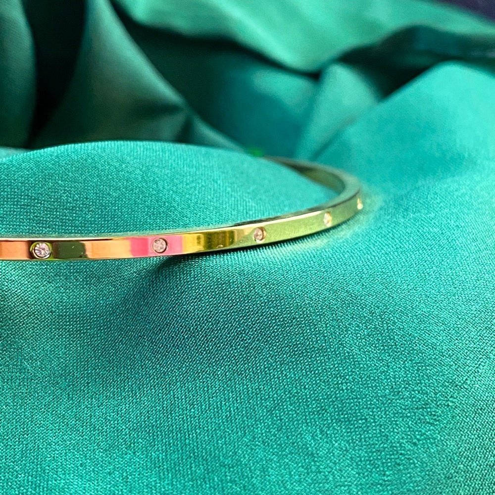 BraceletJoan Rivers Thin Gold Stacking Bangle with Rhinestones