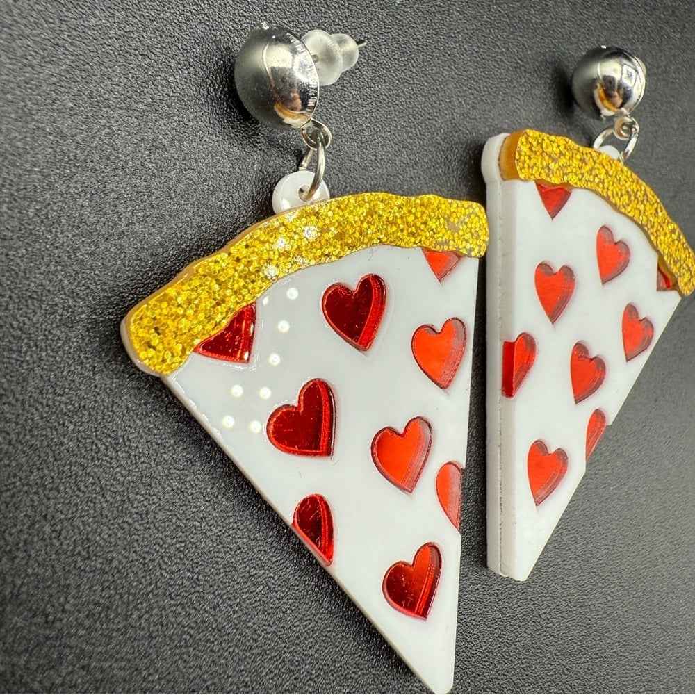 EarringsKawaii Heart Pizza Slice Stud Earrings — Foodie & Y2K