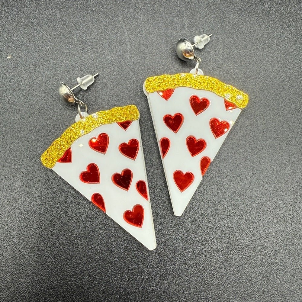 EarringsKawaii Heart Pizza Slice Stud Earrings — Foodie & Y2K