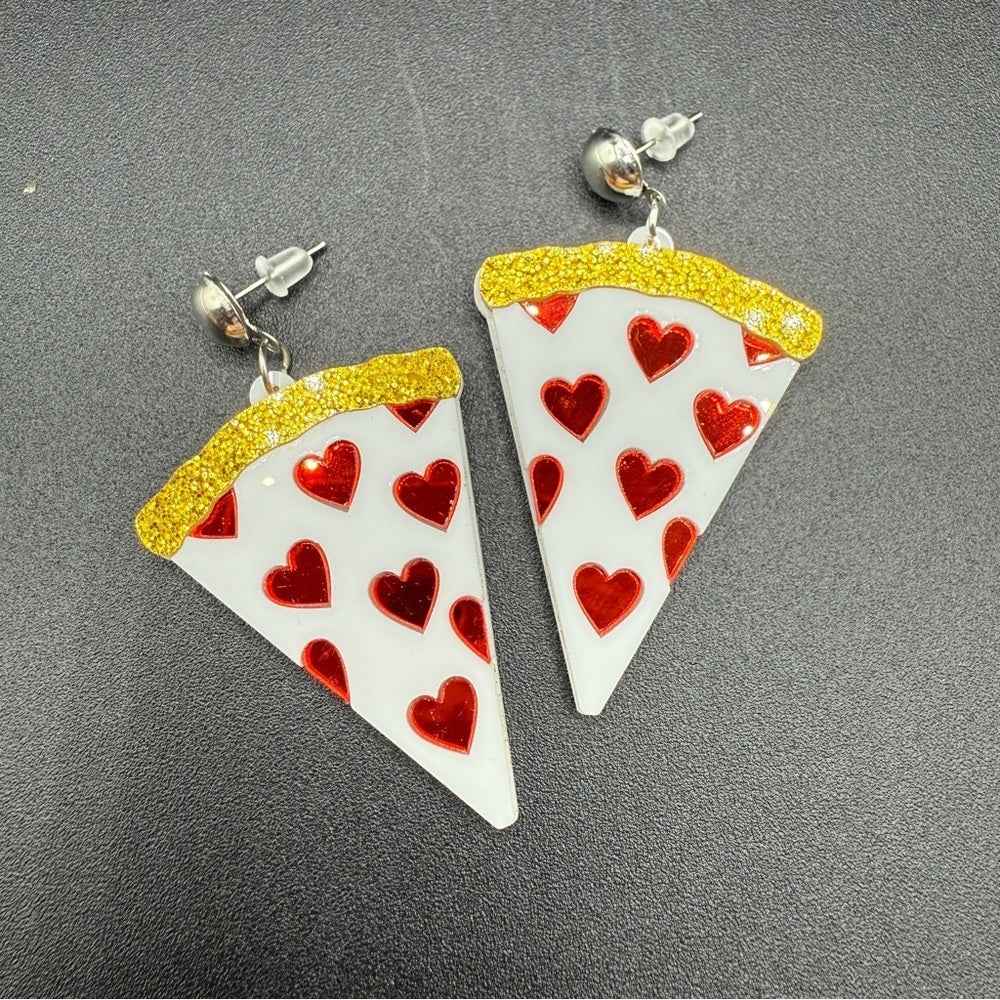 EarringsKawaii Heart Pizza Slice Stud Earrings — Foodie & Y2K