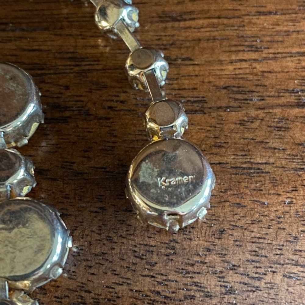NecklaceKramer Art Deco Rhinestone Gold Tone Necklace with Hook Clasp