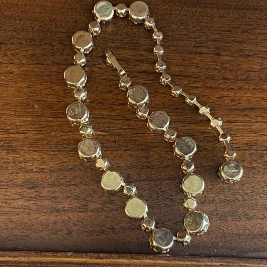 NecklaceKramer Art Deco Rhinestone Gold Tone Necklace with Hook Clasp