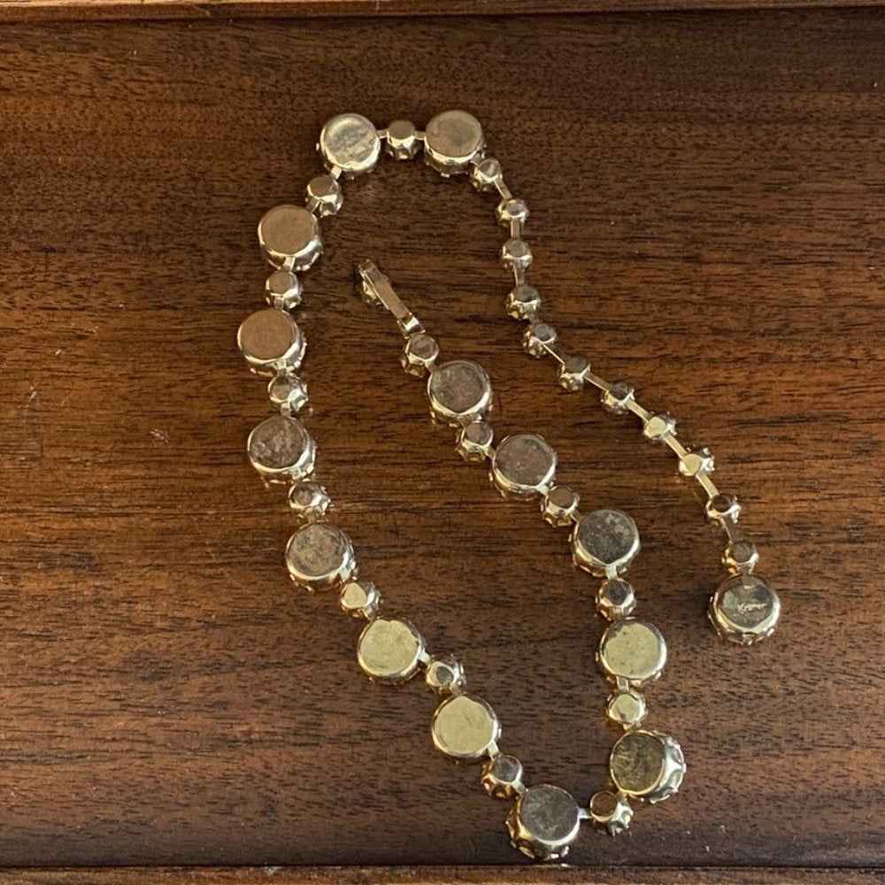 NecklaceKramer Art Deco Rhinestone Gold Tone Necklace with Hook Clasp